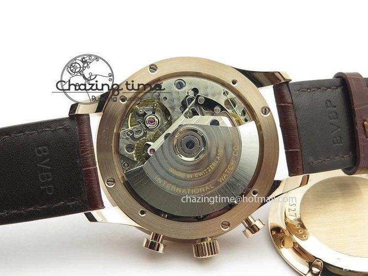 MIROTIME 0115 Portuguese IW371415 ZF 1:1 Best Edition RG Black dial On Brown Leather Strap A Modern 7286
